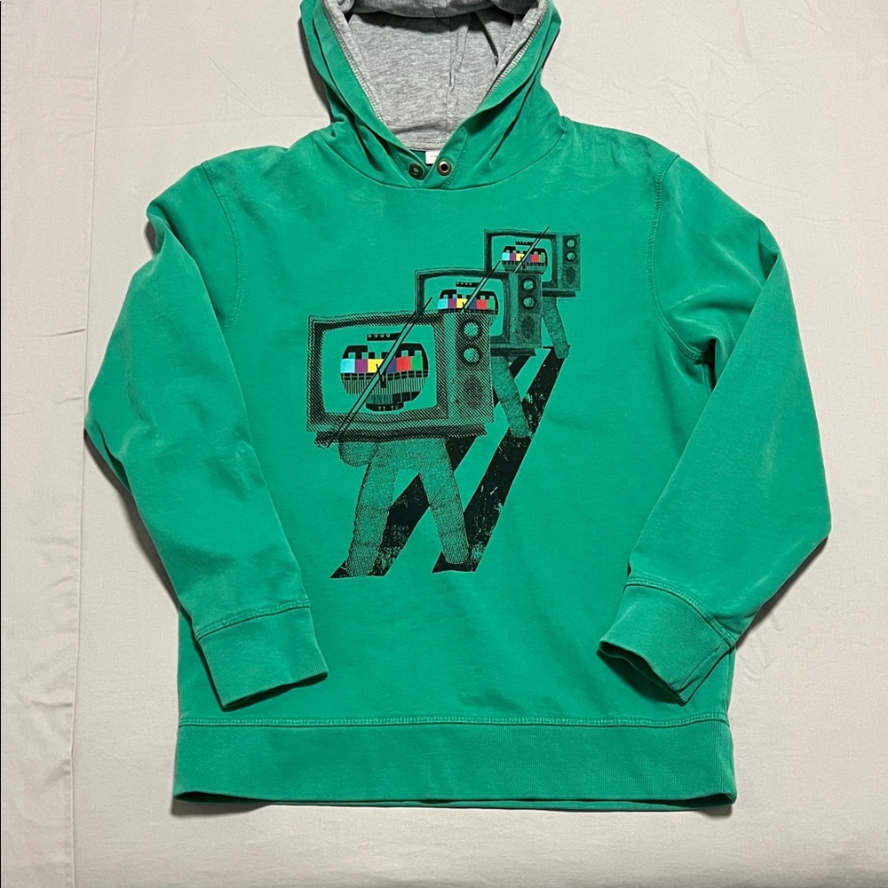 Vibrant Green Hoodie with Retro TV Design